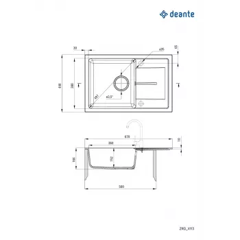 DEANTE Νεροχύτης γρανίτη 1 λεκάνης με στραγγιστήρι - γραφίτης