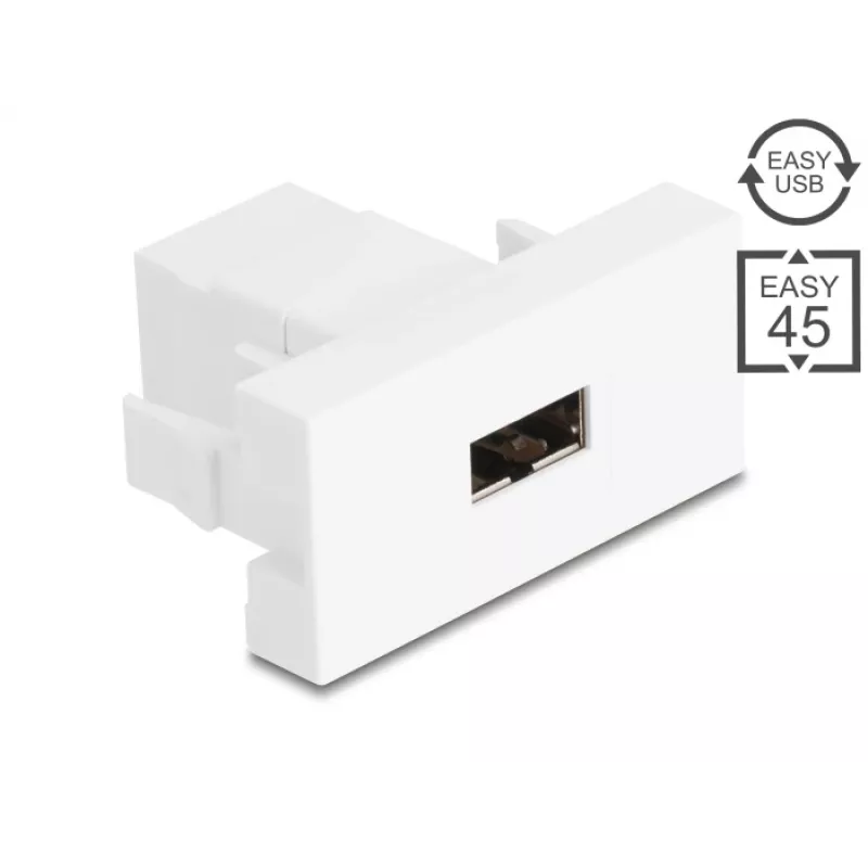 Delock Easy 45 Module EASY-USB 2.0 Type-A θηλυκή υποδοχή σε EASY-USB Type-A θηλυκή υποδοχή Λευκό 90866