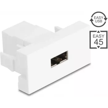 Delock Easy 45 Module EASY-USB 2.0 Type-A θηλυκή υποδοχή σε EASY-USB Type-A θηλυκή υποδοχή Λευκό 90866