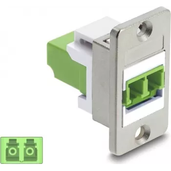Delock Panelmontage LC Duplex Υποδοχή Multimode OM5 Πράσινο Λάιμ Ασημί Φλάντζα 91105
