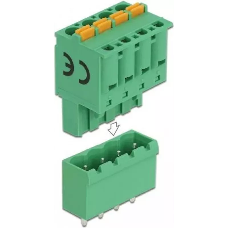 Delock Σετ κλέμας PCB 4-πολικό 5,08 mm βήμα κάθετο (66501)