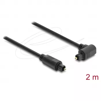 Delock Καλώδιο TOSLINK, βύσμα αρσενικό γωνιακό 90° σε ευθύ βύσμα αρσενικό, διάμετρος 4 mm, 2 m, μαύρο