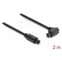 Delock Καλώδιο TOSLINK, βύσμα αρσενικό γωνιακό 90° σε ευθύ βύσμα αρσενικό, διάμετρος 4 mm, 2 m, μαύρο