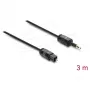 Delock Καλώδιο TOSLINK Mini TOSLINK βύσμα αρσενικό 3,5 mm σε βύσμα αρσενικό TOSLINK, Ø 2,2 mm, 3 m, μαύρο