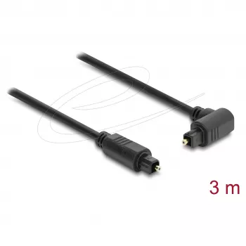 Delock Οπτικό καλώδιο ήχου TOSLINK, λυγισμένο 90° σε ευθύ, 3 m, μαύρο