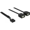 Delock καλώδιο προσαρμογέα USB 2.0 Pin-Header σε 2 x υποδοχή θηλυκή Type-A 40 cm 83823
