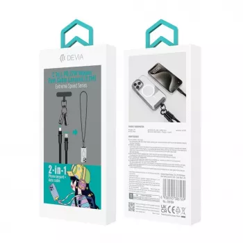 Devia 2-in-1 Καλώδιο USB-C σε Lightning Lanyard 1,2m 27W Μαύρο