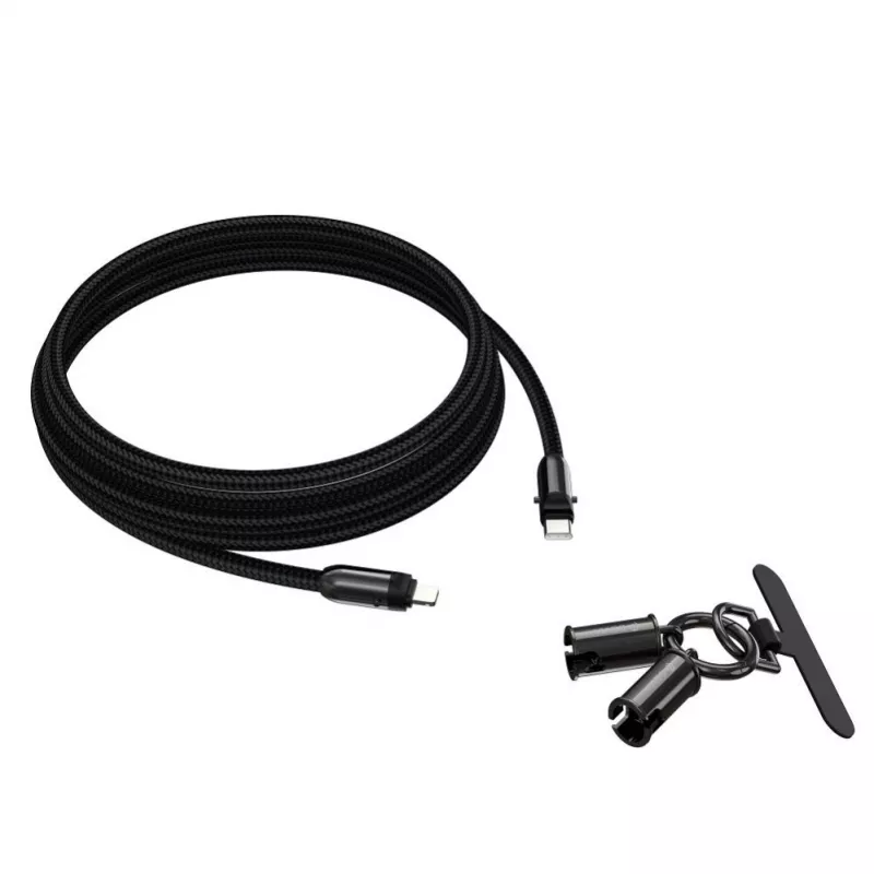 Devia 2-in-1 Καλώδιο USB-C σε Lightning Lanyard 1,2m 27W Μαύρο