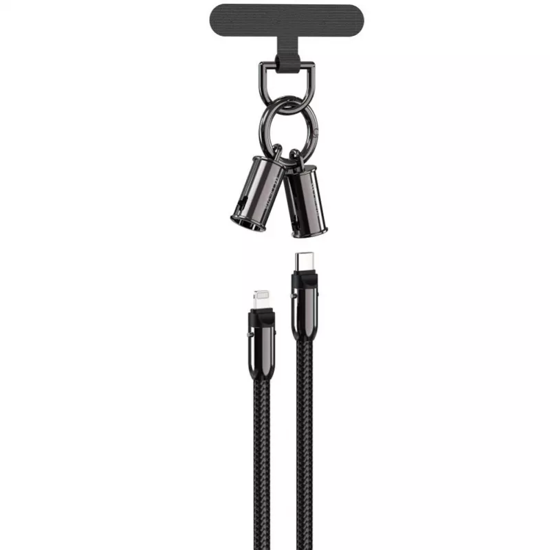 Devia 2-in-1 Καλώδιο USB-C σε Lightning Lanyard 1,2m 27W Μαύρο