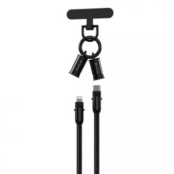 Devia 2-in-1 Καλώδιο USB-C σε Lightning Lanyard 1,2m 27W Μαύρο