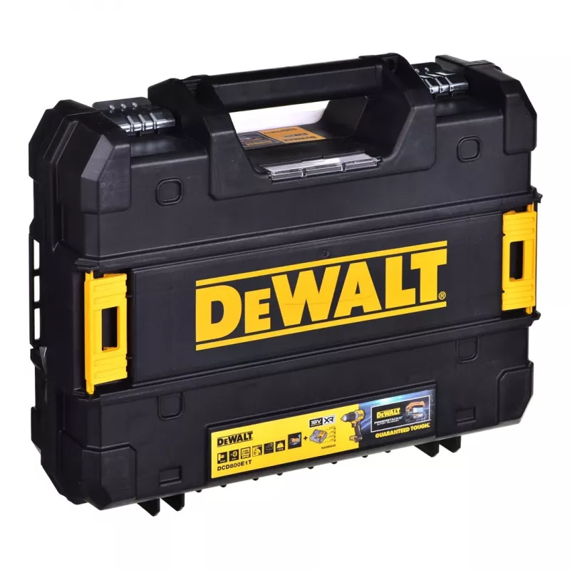 DEWALT 18V POWERSTACK επαναφορτιζόμενο δράπανο-κατσαβίδι DCD800E1T 90Nm 1x1,7Ah TSTAK