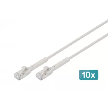 DIGITUS CAT 6A F/FTP Γωνιακό καλώδιο patch RJ-45, Χαλκός, 0,3 m, Γκρι, συσκευασία 10 τεμ.