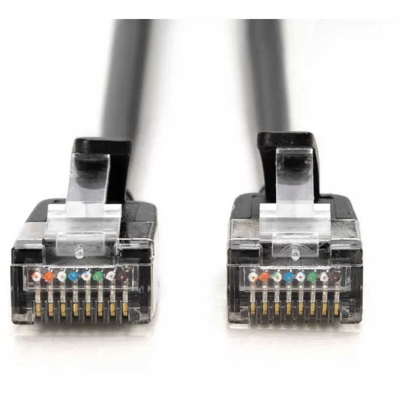 DIGITUS CAT 6A F-FTP Slim καλώδιο patch, 1 m, μαύρο, συσκευασία 10 τεμ.