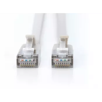 DIGITUS CAT 6A F-FTP Slim καλώδιο patch, 1 m, γκρι, συσκευασία 10 τεμ., LSZH, 10Gbps