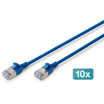 DIGITUS CAT 6A F/FTP Slim Patch Καλώδιο, 2 m, μπλε, συσκευασία 10 τεμ.