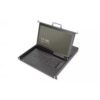 DIGITUS Modular Console 17 ιντσών HD LCD, 16-Port VGA KVM, γερμανικό layout πληκτρολογίου