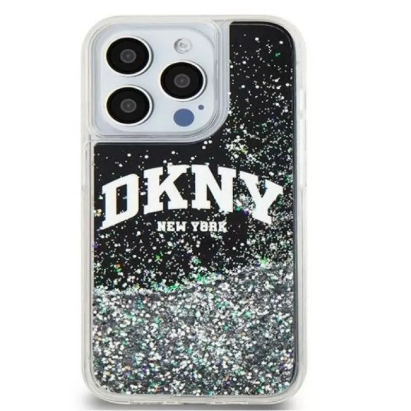 DKNY Apple iPhone 15 Pro 6,1 inch Σκληρή Θήκη Liquid Glitter Big Logo Μαύρη