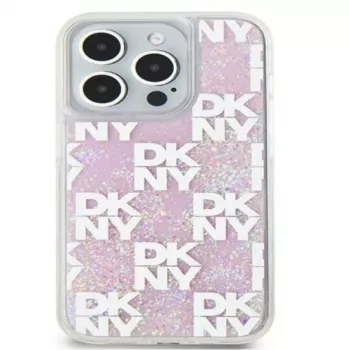 DKNY Apple iPhone 15 Pro 6,1 inch Σκληρή Θήκη Liquid Glitter Multilogo Ροζ