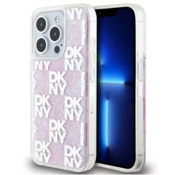 DKNY Apple iPhone 15 Pro 6,1 inch Σκληρή Θήκη Liquid Glitter Multilogo Ροζ