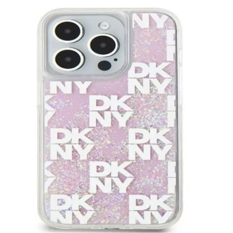 DKNY Σκληρή Θήκη για Apple iPhone 15 Pro Max 6,7 inch Liquid Glitter Multilogo Ροζ