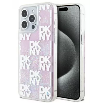 DKNY Σκληρή Θήκη για Apple iPhone 15 Pro Max 6,7 inch Liquid Glitter Multilogo Ροζ