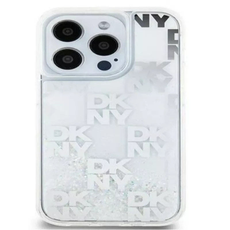 DKNY Apple iPhone 15 Pro Max 6,7 ίντσες Σκληρή θήκη Liquid Glitter Multilogo Λευκό