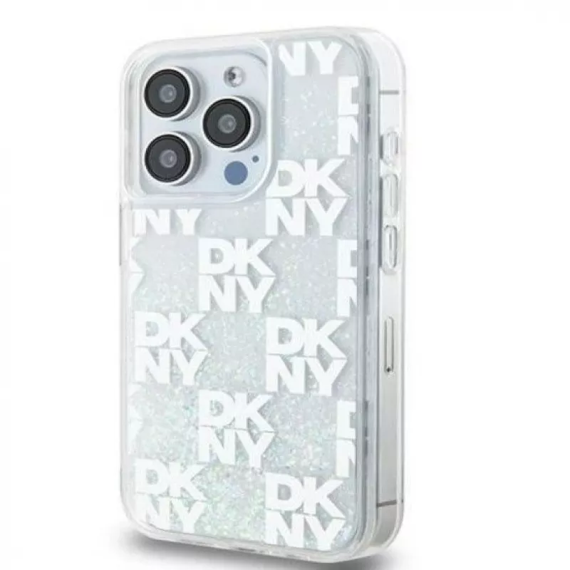 DKNY Apple iPhone 15 Pro Max 6,7 ίντσες Σκληρή θήκη Liquid Glitter Multilogo Λευκό