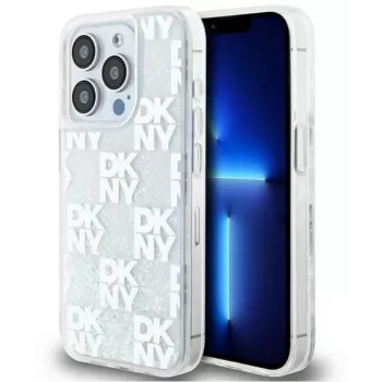 DKNY Apple iPhone 15 Pro Max 6,7 ίντσες Σκληρή θήκη Liquid Glitter Multilogo Λευκό