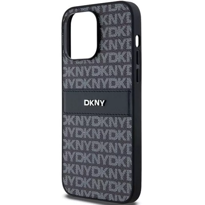 DKNY Δερμάτινη θήκη Mono Stripe & Μεταλλικό Λογότυπο για iPhone 14 Pro Max - Μαύρο