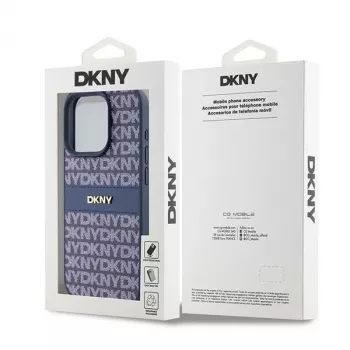 DKNY Θήκη Δέρματος Mono Stripe & Μεταλλικό Λογότυπο για iPhone 15 Pro - Μπλε