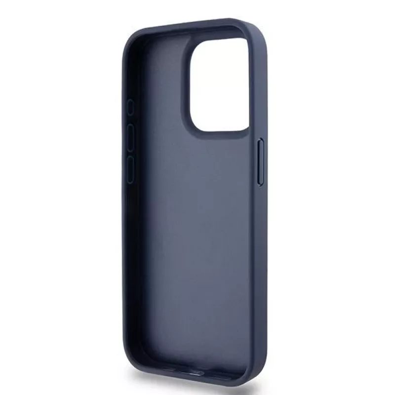 DKNY Θήκη Δέρματος Mono Stripe & Μεταλλικό Λογότυπο για iPhone 15 Pro - Μπλε