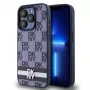 DKNY θήκη δερματίνη PU με καρό μοτίβο και ρίγες για iPhone 15 Pro Max μπλε