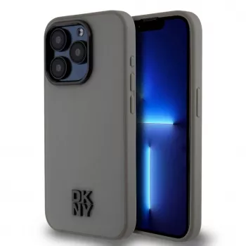 DKNY PU δερμάτινη θήκη Stack Logo MagSafe για iPhone 15 Pro Max - γκρι
