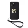 DKNY θήκη με λουρί καρπού PU δέρμα Stack Logo για iPhone 13 - μαύρο