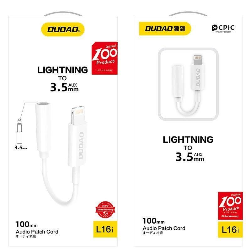 Dudao L16i Audio Adapter Lightning σε 3,5 mm Λευκό