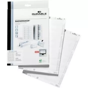 DURABLE BADGEMAKER® ετικέτες ένθεσης 60 x 30 mm, λευκό, 200 ετικέτες (A4, 20 φύλλα) 145102