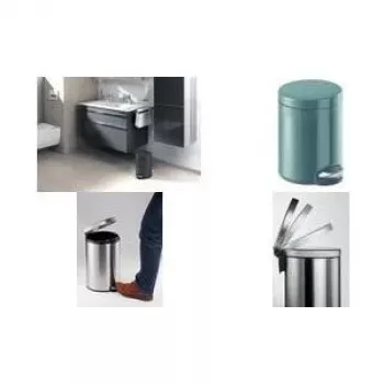 DURABLE Μεταλλικός κάδος απορριμμάτων με πεντάλ στρογγυλός 5 L ασημί 341058