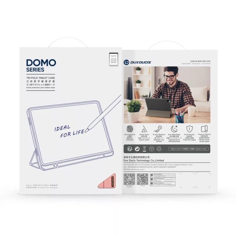 Dux Ducis Galaxy Tab A9 Plus / Tab A11 Plus Domo Series Tri-fold Stand PU Leather θήκη tablet ροζ