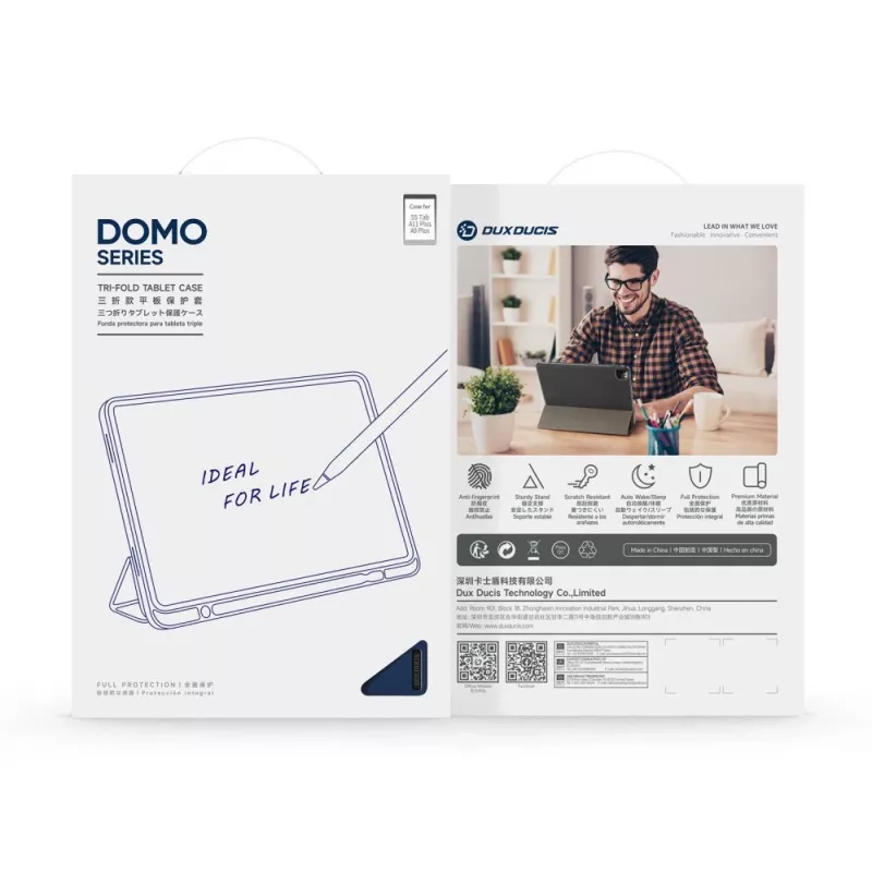 Dux Ducis Galaxy Tab A9 Plus / Tab A11 Plus Domo Series Tri-fold Stand PU Leather Θήκη Tablet Μπλε