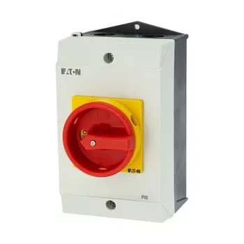 Eaton P1-25/I2/SVB/HI11 25A 3-πολικός κεντρικός διακόπτης με διακόπτη έκτακτης ανάγκης, επιτοίχια τοποθέτηση, IP65, κόκκινο/κίτρινο