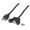 EFB-Elektronik Καλώδιο Επέκτασης USB 2.0 A-A, Υποδοχή Θηλυκή Panel Mount, 1,0 m, Μαύρο, Classic