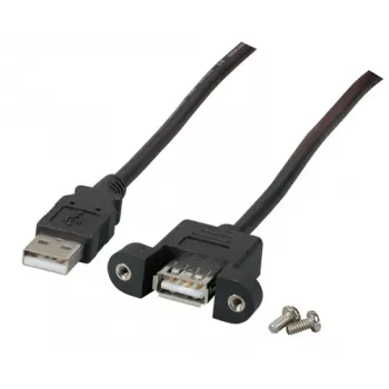 EFB-Elektronik Καλώδιο Επέκτασης USB 2.0 A-A, Υποδοχή Θηλυκή Panel Mount, 1,0 m, Μαύρο, Classic