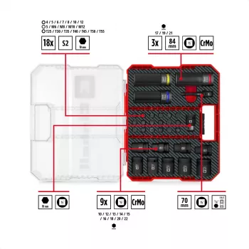 Einhell Impact Bit and Socket Set 1/2 inch 32 Τεμ. σε Θήκη XL