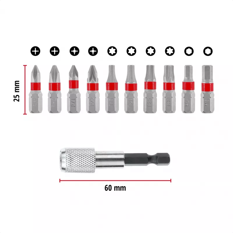 Einhell Karabiner Impact Bit Set 10 τεμ. 1/4 inch Sechskant Impact-Bits με Karabinerclip