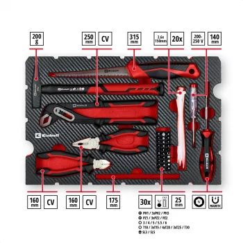 EINHELL-KWB E-Case Σετ εργαλείων ανακαίνισης, 78 τεμ. (Μαύρο/Κόκκινο)
