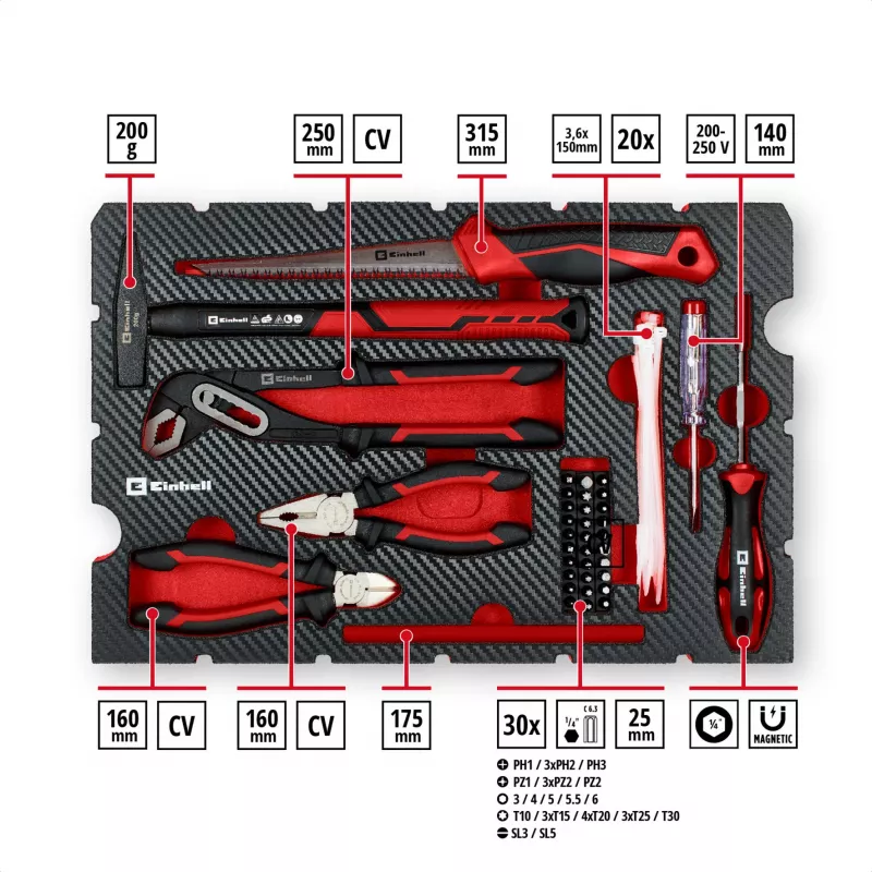 EINHELL-KWB E-Case Σετ εργαλείων ανακαίνισης, 78 τεμ. (Μαύρο/Κόκκινο)