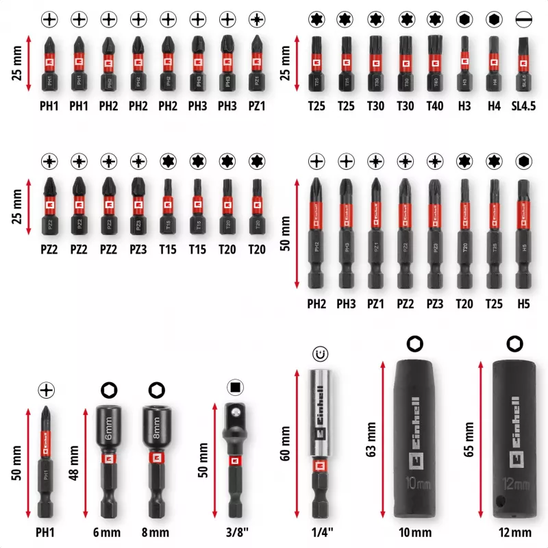 EINHELL-KWB Impact Bit & Socket Set σε M-CASE, 39 Τεμ.