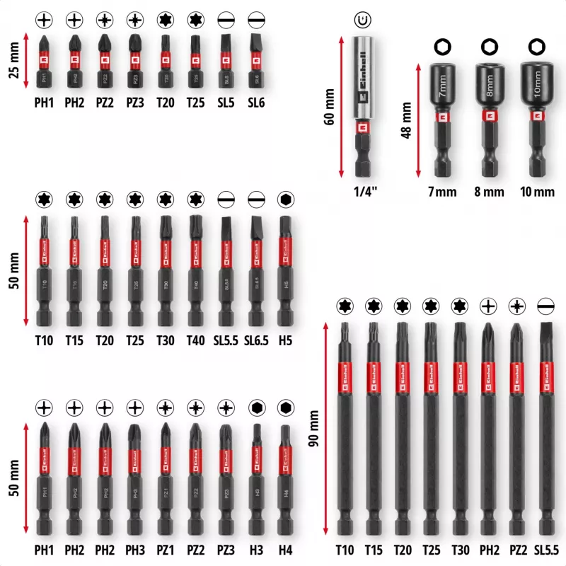 EINHELL-KWB Σετ καρυδάκια κρούσης σε M-CASE, 38 τεμ.