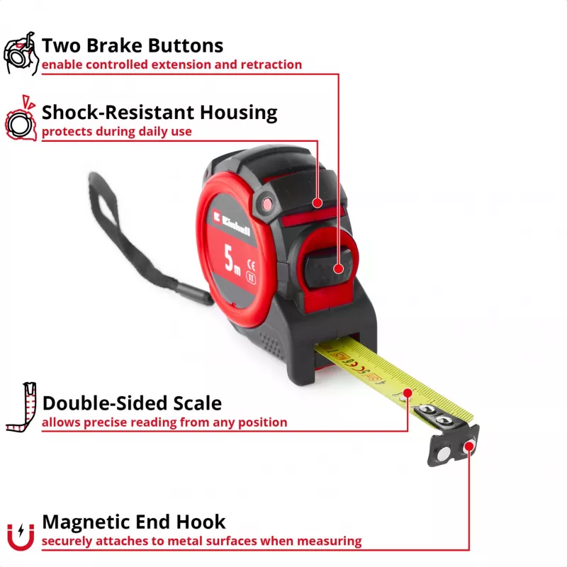 EINHELL-KWB Μεζούρα, 5 m (Μαύρο/Κόκκινο)