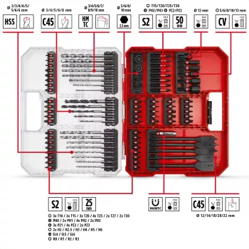 EINHELL XL-CASE Σετ Μυτών Κρούσης και Τρυπανιών, 95 τεμ., Σετ Τρυπανιών & Μυτών